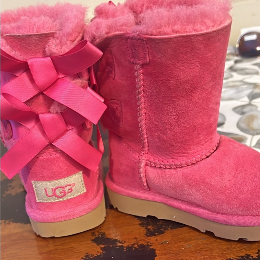 UGG Pink Suede Boots with Bows